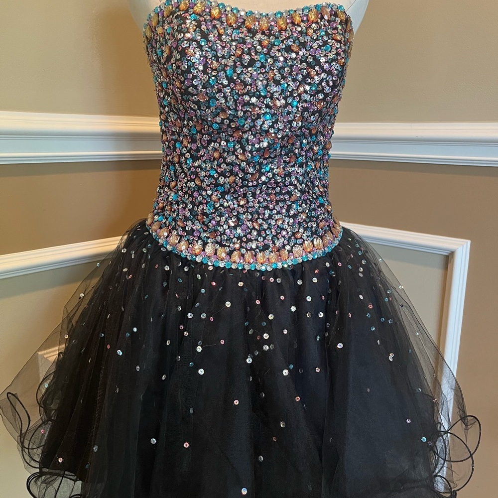Mori Lee Multicolor Sequin Mini Dress